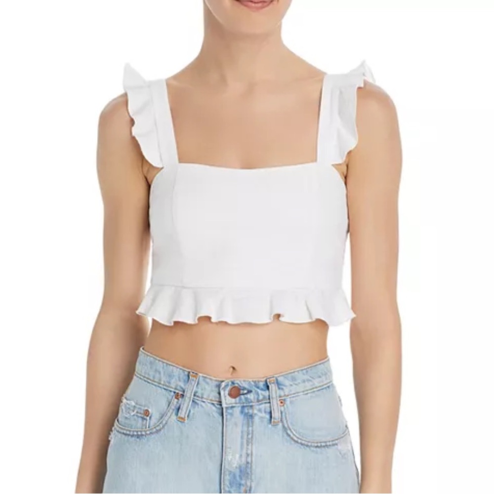 Show me your mumu delia flounce trimmed crop Top